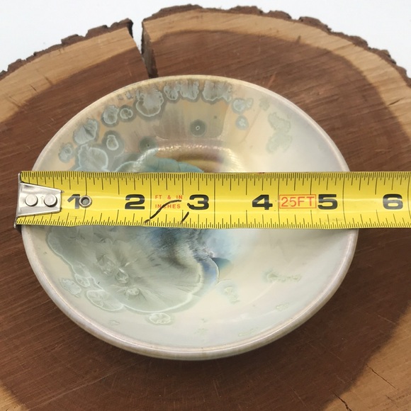 Bill Campbell Signed Studio Art Pottery Flambeaux Glaze Iridescent Trinket Dish - Picture 7 of 8